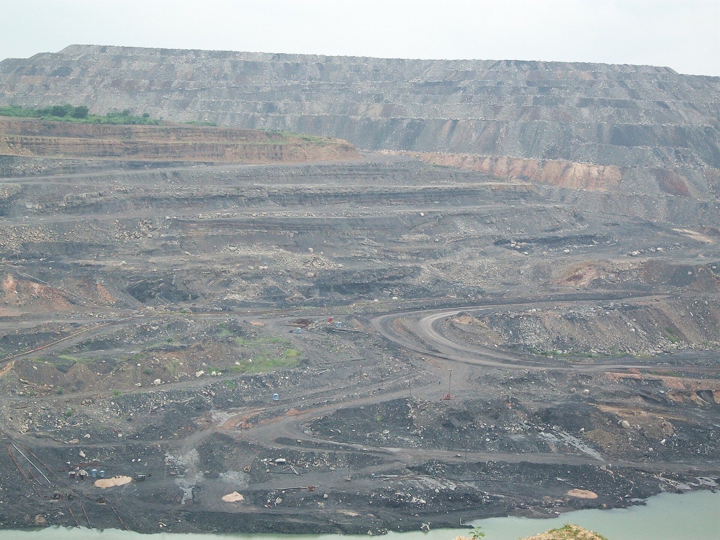 Terraced benches of a Singareni opencast coal mine at Manuguru