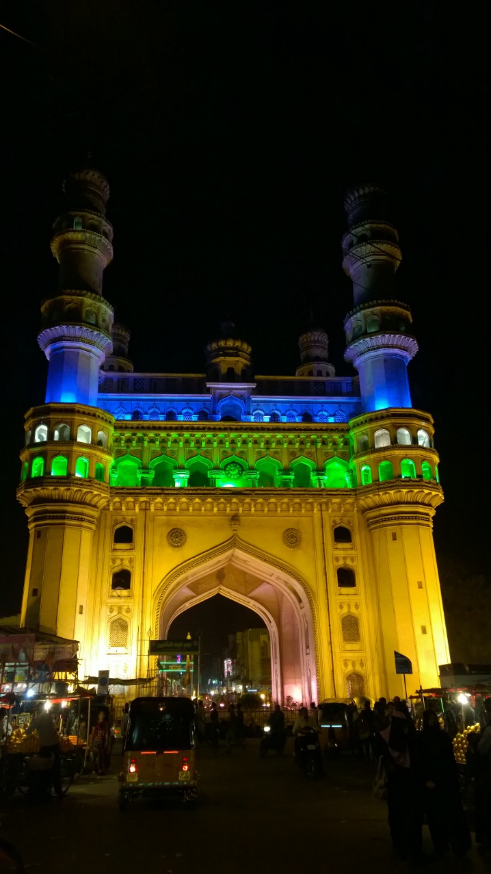 Charminar illuminated in the days after Telangana's formation, June 2014