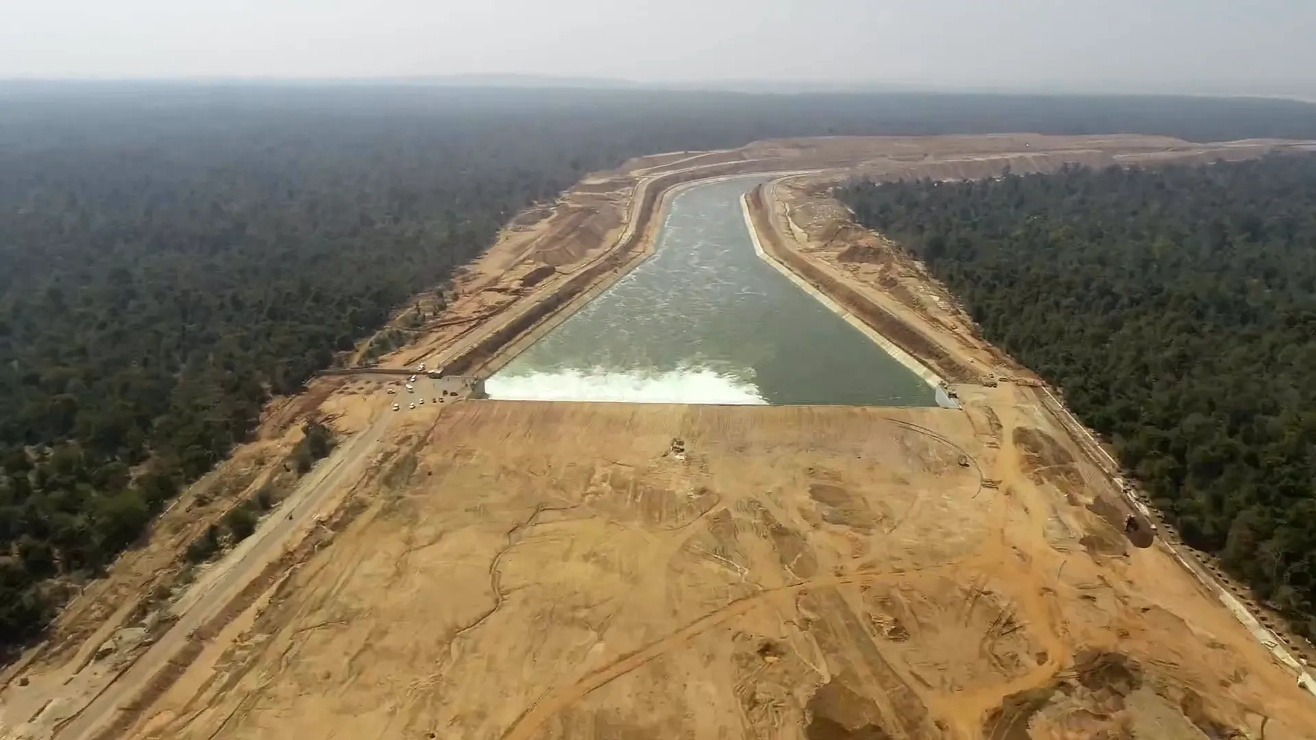 Water fanning out from a Kaleshwaram outfall